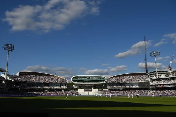 Generral view during the Second LV= Insurance Test Match: Day Three between England and India at Lord's Cricket Ground on August 14, 2021 in London,...