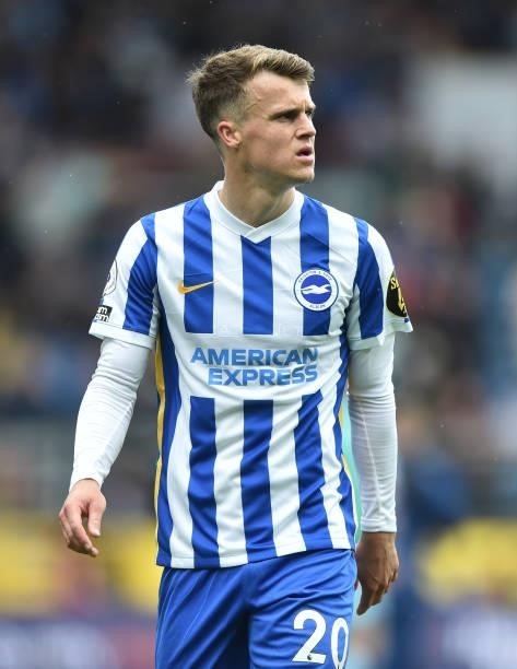 Solly March of Brighton & Hove looks on during the Premier League match between Burnley and Brighton & Hove Albion at Turf Moor on August 14, 2021 in...