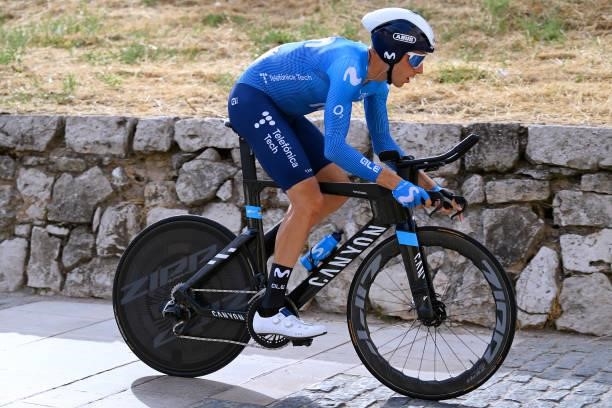 Carlos Verona Quintanilla of Spain and Movistar Team competes during the 76th Tour of Spain 2021, Stage 1 a 7,1km individual time trial from Burgos -...