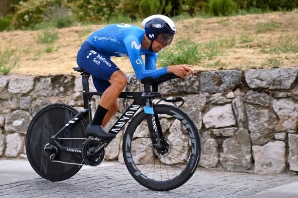 Nelson Oliveira of Portugal and Movistar Team competes during the 76th Tour of Spain 2021, Stage 1 a 7,1km individual time trial from Burgos -...