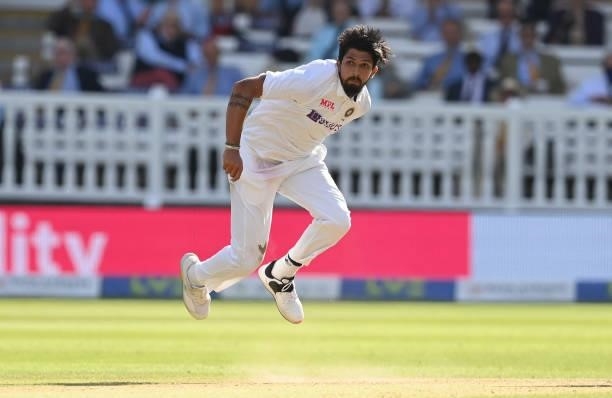 Ishant Sharma of India bowls during the third day of the 2nd LV= Test match between England and India at Lord's Cricket Ground on August 14, 2021 in...