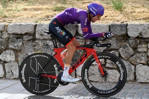 Oscar Cabedo Carda of pain and Team Burgos - BH competes during the 76th Tour of Spain 2021, Stage 1 a 7,1km individual time trial from Burgos -...