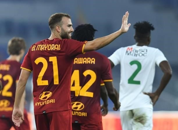Borja Mayoral of AS Roma celebrates after scoring a goal 5-0 during the pre-season friendly match between AS Roma and Raja Casablanca at Stadio...