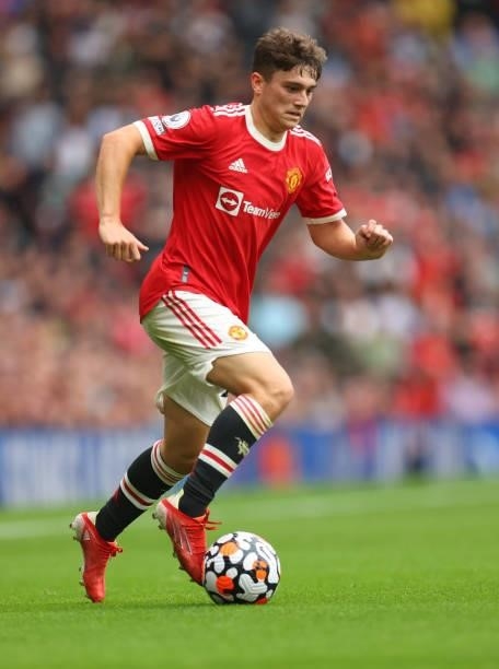 Dan James of Manchester United during the Premier League match between Manchester United and Leeds United at Old Trafford on August 14, 2021 in...
