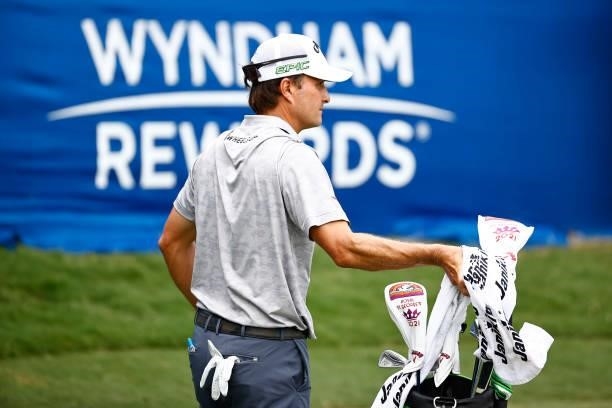 Kevin Kisner of the United States waits on the 18th green during the third round of the Wyndham Championship at Sedgefield Country Club on August 14,...