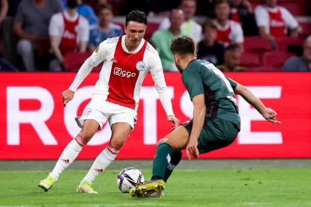 Steven Berghuis of Ajax and Souffian el Karouani of N.E.C. During the Dutch Eredivisie match between Ajax and N.E.C. At Johan Cruijff ArenA on August...