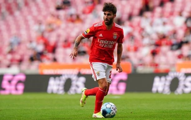 Rafa Silva of SL Benfica in action during the Liga Bwin match between SL Benfica and FC Arouca at Estadio da Luz on August 14, 2021 in Lisbon,...
