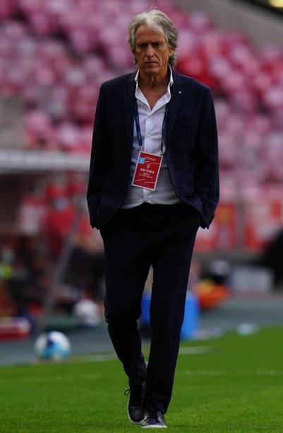 Jorge Jesus of SL Benfica in action during the Liga Bwin match between SL Benfica and FC Arouca at Estadio da Luz on August 14, 2021 in Lisbon,...