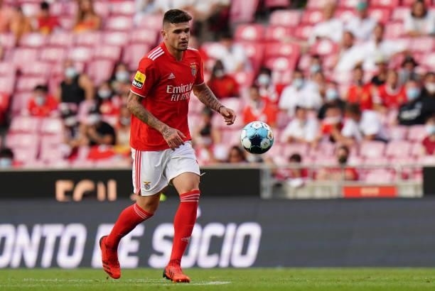 Morato of SL Benfica in action during the Liga Bwin match between SL Benfica and FC Arouca at Estadio da Luz on August 14, 2021 in Lisbon, Portugal.