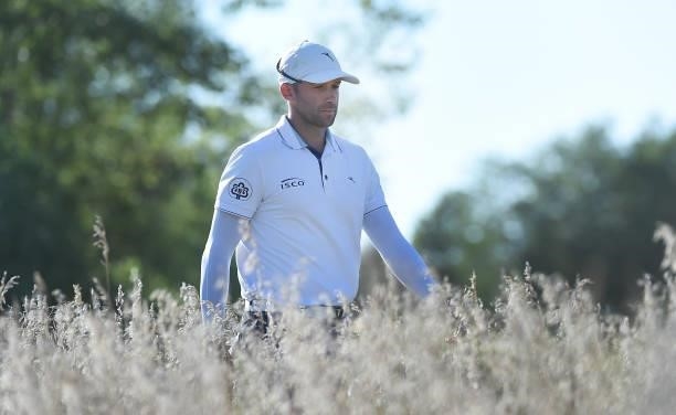 Ben Silverman walks up to the tee box on the 18th hole during the third round of the Pinnacle Bank Championship on August 14, 2021 in Omaha, Nebraska.