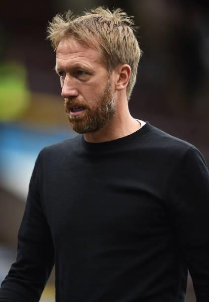 Graham Potter, Manager of Brighton and Hove Albion looks on following the Premier League match between Burnley and Brighton & Hove Albion at Turf...