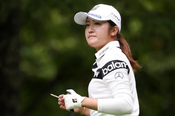 Mone Inami of Japan is seen during the final round of the NEC Karuizawa 72 Golf Tournament at Karuizawa 72 Golf Kita Course on August 15, 2021 in...