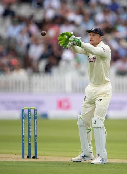 Wicket-keeper Jos Buttler of England during day one of the Second LV= Insurance Test Match between England and India at Lord's Cricket Ground on...