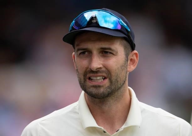 Mark Wood of England during day one of the Second LV= Insurance Test Match between England and India at Lord's Cricket Ground on August 12, 2021 in...
