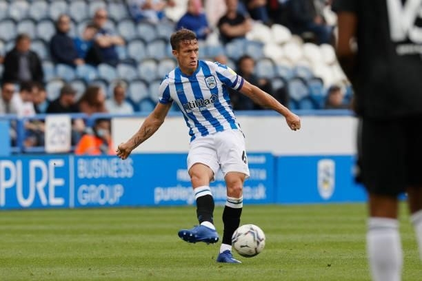 Jonathan Hogg of Huddersfield Town during the Sky Bet Championship match between Huddersfield Town and Fulham at Kirklees Stadium on August 14, 2021...