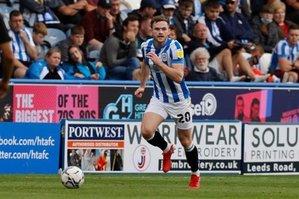 Ollie Turton of Huddersfield Town during the Sky Bet Championship match between Huddersfield Town and Fulham at Kirklees Stadium on August 14, 2021...