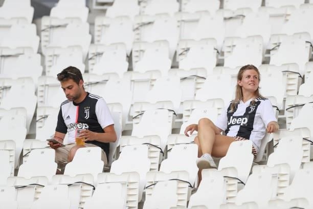 Early arriving fans look on during the Pre-Season Friendly between Juventus FC and Atalanta BC at Allianz Stadium on August 14, 2021 in Turin, Italy.