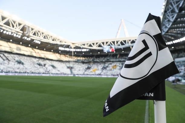 The new corner flag is seen in a general view of the stadium prior to the Pre-Season Friendly between Juventus FC and Atalanta BC at Allianz Stadium...
