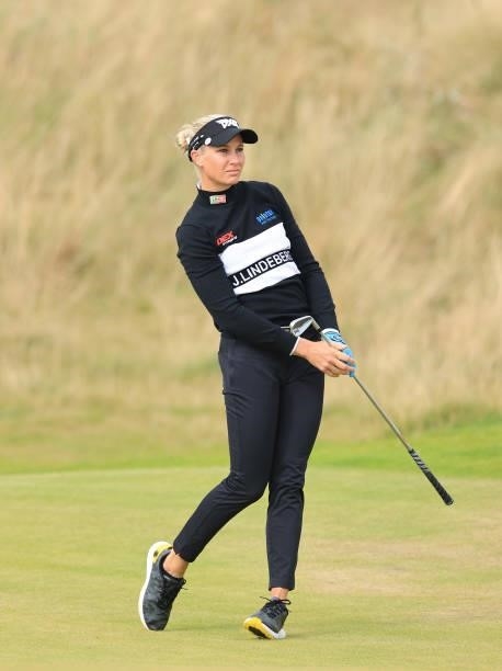 Ryann O'Toole of The United States plays her second shot on the 13th hole during the final round of the Trust Golf Women's Scottish Open at Dumbarnie...