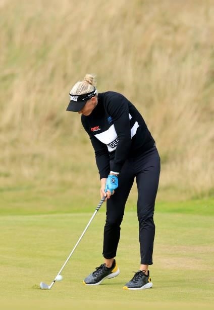 Ryann O'Toole of The United States plays her second shot on the 13th hole during the final round of the Trust Golf Women's Scottish Open at Dumbarnie...