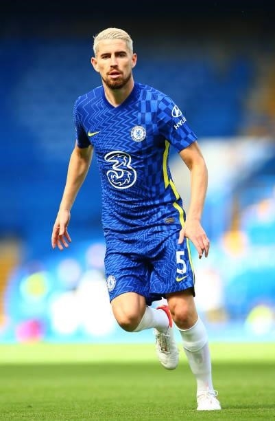 Jorginho of Chelsea FC during the Premier League match between Chelsea and Crystal Palace at Stamford Bridge on August 14, 2021 in London, England.