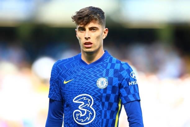 Kai Havertz of Chelsea FC during the Premier League match between Chelsea and Crystal Palace at Stamford Bridge on August 14, 2021 in London, England.
