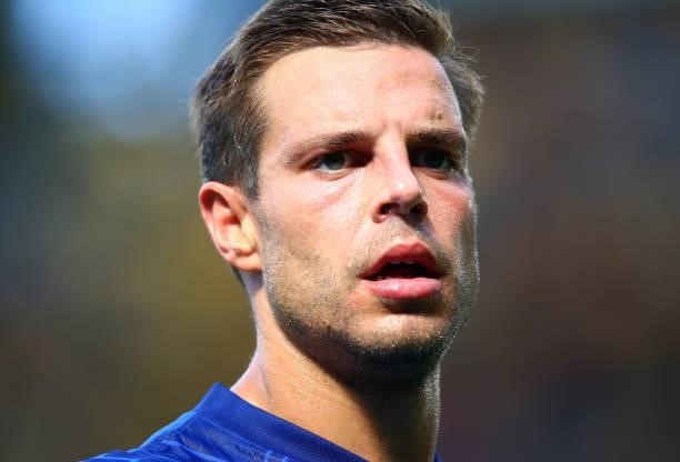 Cesar Azpilicueta of Chelsea FC during the Premier League match between Chelsea and Crystal Palace at Stamford Bridge on August 14, 2021 in London,...