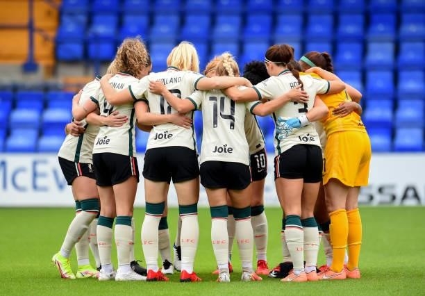 Liverpool Women before the Pre-Season frienly match between Liverpool Women and Blackburn Rovers Women at Prenton Park on August 15, 2021 in...