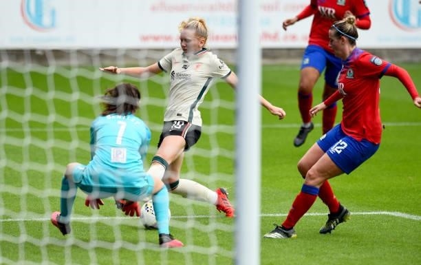 Ceri Holland of Liverpool Women during the Pre-Season frienly match between Liverpool Women and Blackburn Rovers Women at Prenton Park on August 15,...