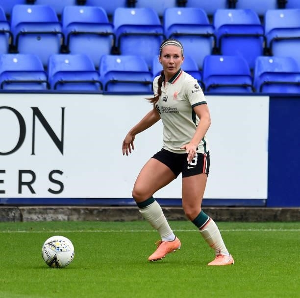 Leighanne Robe of Liverpool Women during the Pre-Season frienly match between Liverpool Women and Blackburn Rovers Women at Prenton Park on August...