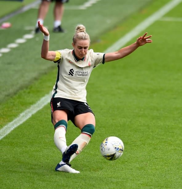 Rhiannon Roberts of Liverpool Women during the Pre-Season frienly match between Liverpool Women and Blackburn Rovers Women at Prenton Park on August...