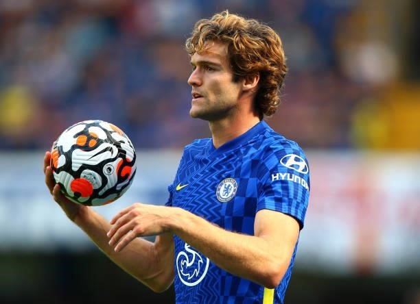 Marcos Alonso of Chelsea FC during the Premier League match between Chelsea and Crystal Palace at Stamford Bridge on August 14, 2021 in London,...