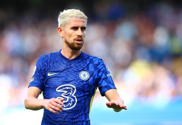 Jorginho of Chelsea FC during the Premier League match between Chelsea and Crystal Palace at Stamford Bridge on August 14, 2021 in London, England.