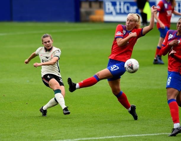 Lucy Parry of Liverpool Women during the Pre-Season frienly match between Liverpool Women and Blackburn Rovers Women at Prenton Park on August 15,...