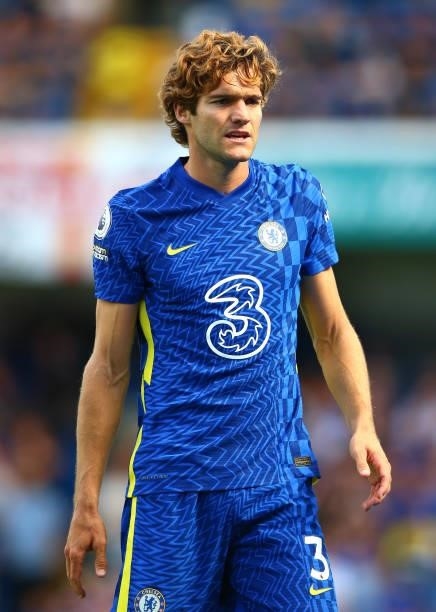 Marcos Alonso of Chelsea FC during the Premier League match between Chelsea and Crystal Palace at Stamford Bridge on August 14, 2021 in London,...