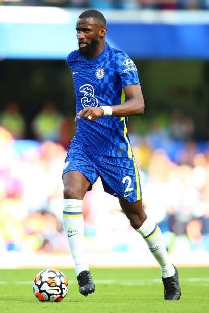 Antonio Rudiger of Chelsea FC during the Premier League match between Chelsea and Crystal Palace at Stamford Bridge on August 14, 2021 in London,...
