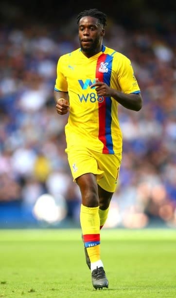Jeffrey Schlupp of Crystal Palace during the Premier League match between Chelsea and Crystal Palace at Stamford Bridge on August 14, 2021 in London,...