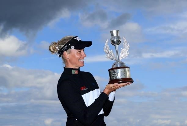 Ryann O'Toole of The United States poses with the trophy after her three shot win in the final round of the Trust Golf Women's Scottish Open at...