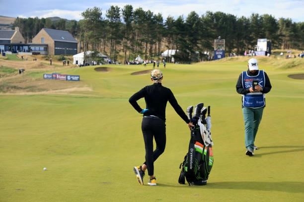 Ryann O'Toole of The United States waits to play her second shot on the 18th hole during the final round of the Trust Golf Women's Scottish Open at...