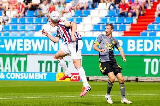 Emil Bergstrom of Willem II during the Dutch Eredivisie match between Willem II and Feyenoord at Koning Willem II Stadion on August 15, 2021 in...