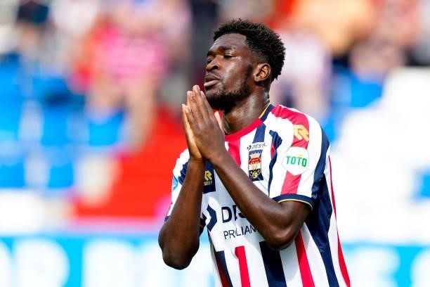 Kwasi Wriedt of Willem II looks dejected during the Dutch Eredivisie match between Willem II and Feyenoord at Koning Willem II Stadion on August 15,...