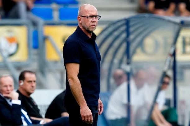 Coach Fred Grim of Willem II during the Dutch Eredivisie match between Willem II and Feyenoord at Koning Willem II Stadion on August 15, 2021 in...