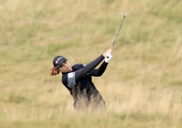Ariya Jutanugarn of Thailand plays her second shot on the 13th hole during the final round of the Trust Golf Women's Scottish Open at Dumbarnie Links...