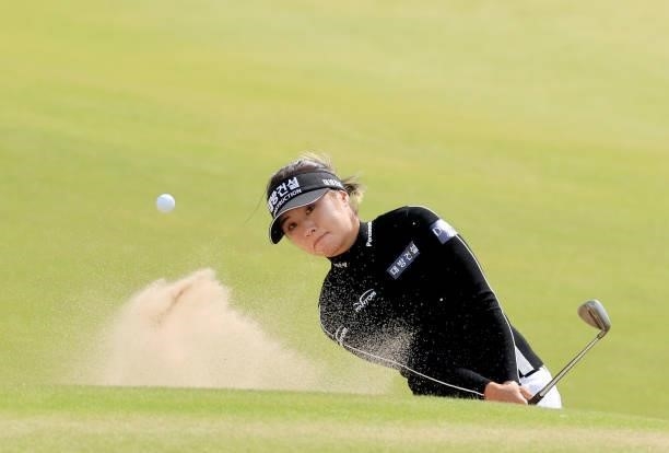 Jeongeun Lee6 of South Korea plays her second shot on the 11th hole during the final round of the Trust Golf Women's Scottish Open at Dumbarnie Links...