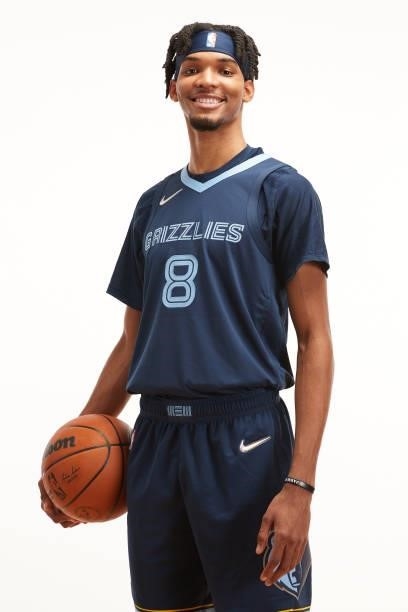 Ziare Williams of the Memphis Grizzlies poses for a photo during the 2021 NBA Rookie Photo Shoot on August 15, 2021 in Las Vegas, Nevada.