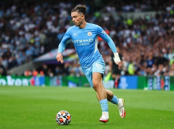 Jack Grealish of Manchester City in action during the Premier League match between Tottenham Hotspur and Manchester City at Tottenham Hotspur Stadium...
