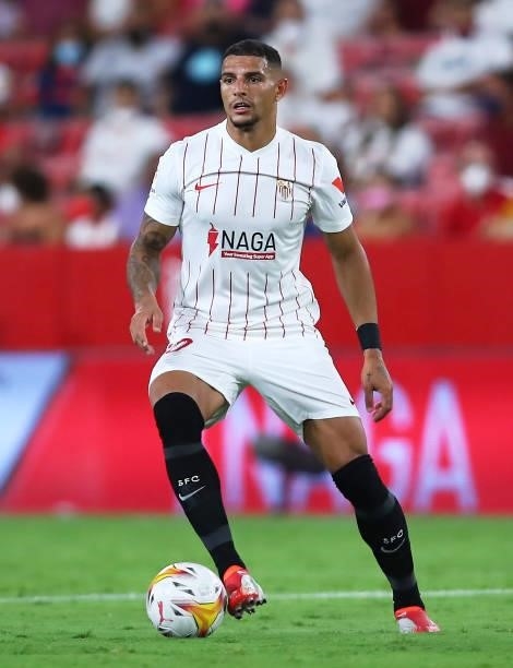 Diego Carlos of Sevilla FC in action during the La Liga Santader match between Sevilla FC and Rayo Vallecano on Sunday 15 August in Seville, Spain
