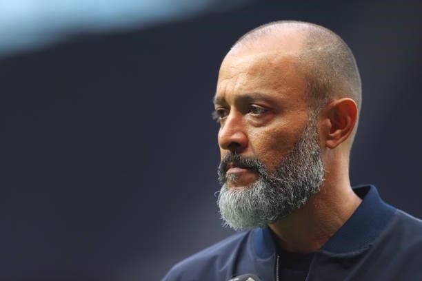 Nuno Espirito Santo the manager of Tottenham Hotspur looks on during the Premier League match between Tottenham Hotspur and Manchester City at...