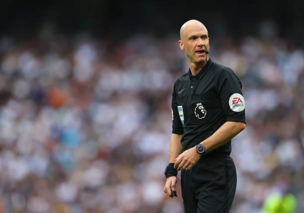Referee, Anthony Taylor during the Premier League match between Tottenham Hotspur and Manchester City at Tottenham Hotspur Stadium on August 15, 2021...
