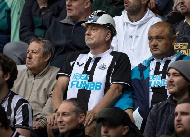 Newcastle United fans during the Premier League match between Newcastle United and West Ham United at St. James Park on August 15, 2021 in Newcastle...
